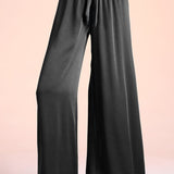Back In Time Poly Silk Tie Waist Pants - MTT Collective