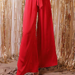 Back In Time Poly Silk Tie Waist Pants - MTT Collective