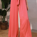 Back In Time Poly Silk Tie Waist Pants (Sale) - MTT Collective