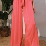 Back In Time Poly Silk Tie Waist Pants (Sale) - MTT Collective