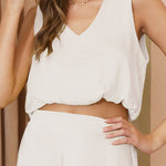 Back In Time Poly Silk V - Neck Top - MTT Collective