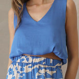 Back In Time Poly Silk V - Neck Top - MTT Collective