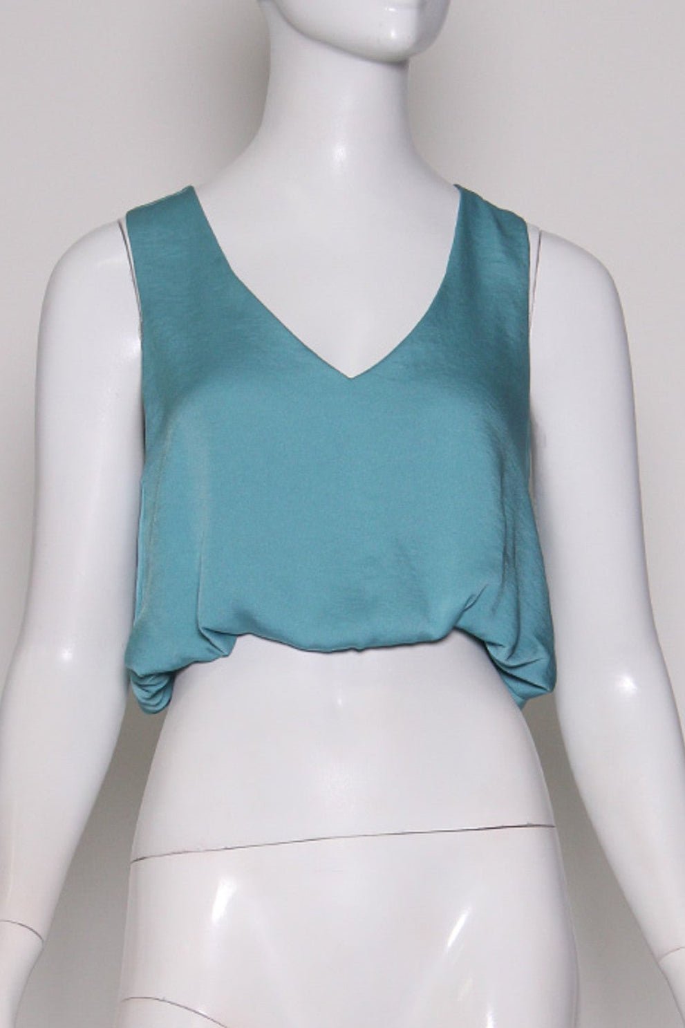 Back In Time Poly Silk V - Neck Top - MTT Collective