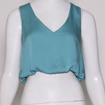 Back In Time Poly Silk V - Neck Top - MTT Collective