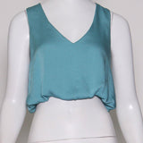 Back In Time Poly Silk V - Neck Top - MTT Collective