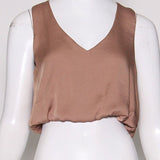 Back In Time Poly Silk V - Neck Top - MTT Collective