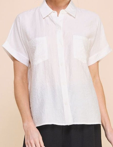 Barbara Textured Button Front Top - MTT Collective