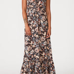 Dreamstate Lace-Up Maxi Dress in Black/Dusty Blue - MTT Collective