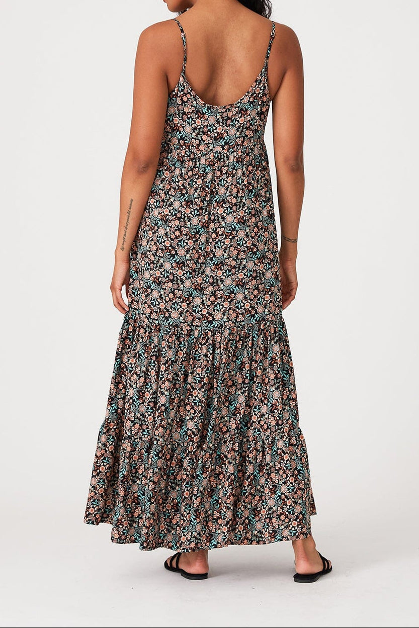 Freya Maxi Dress in Black/Teal - MTT Collective