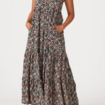 Freya Maxi Dress in Black/Teal - MTT Collective