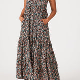 Freya Maxi Dress in Black/Teal - MTT Collective