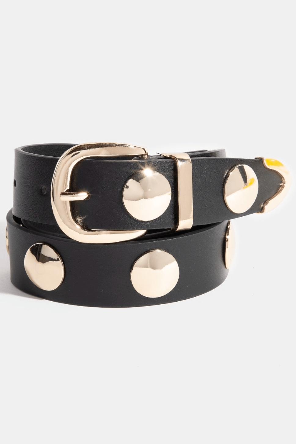 Belen Metallic Disc Studded Vegan Leather Belt - MTT Collective