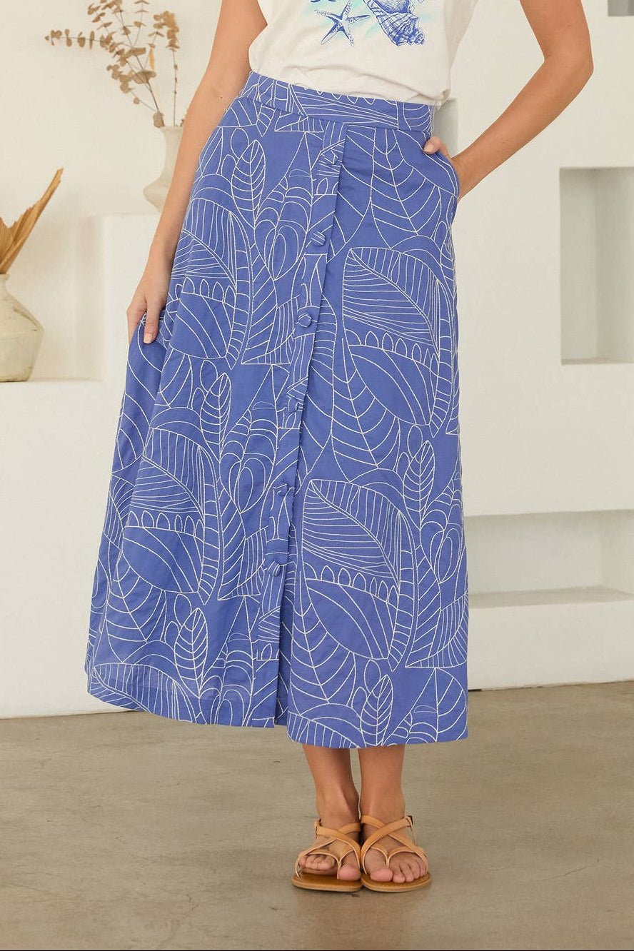 Bessie Poplin Button Front Midi Skirt - MTT Collective
