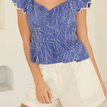 Bessie Printed Poplin Ruffle Sleeve Top - MTT Collective