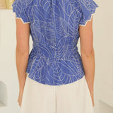 Bessie Printed Poplin Ruffle Sleeve Top - MTT Collective