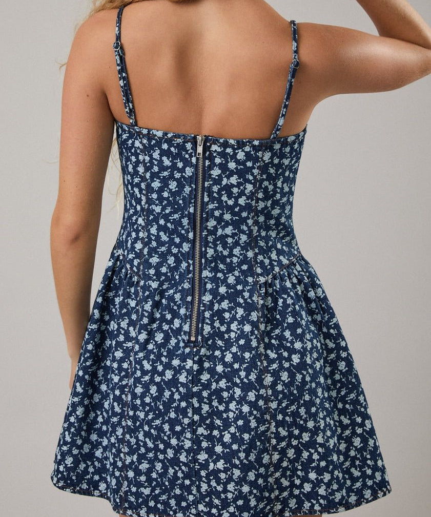 Bethany Drop Waist Denim Mini Dress - MTT Collective