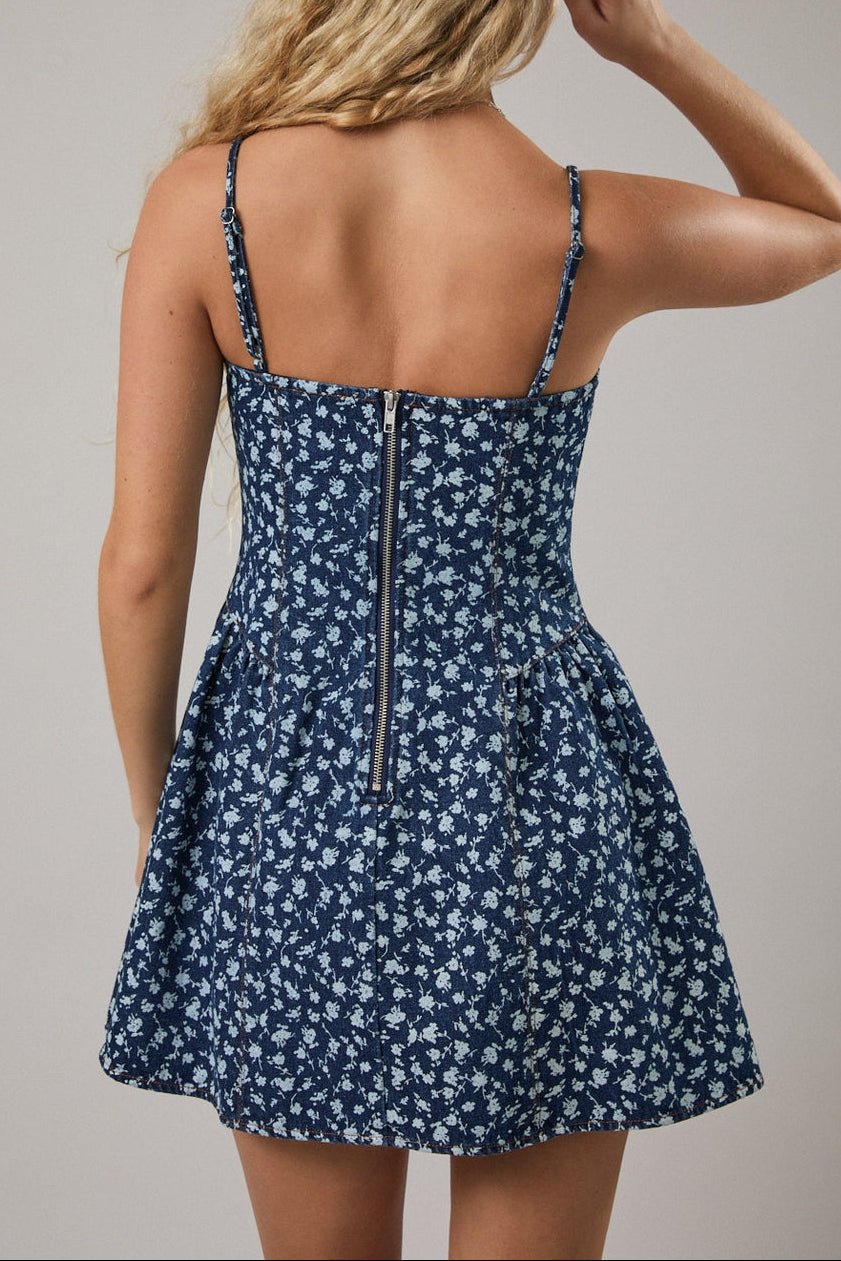Bethany Drop Waist Denim Mini Dress - MTT Collective