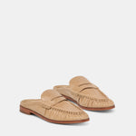 Dolce Vita Betzy pleated loafer mule in latte embossed suede, pair front view