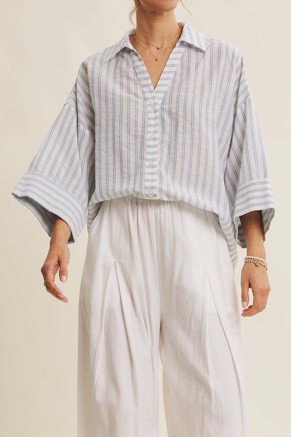Beverly Stripe Button Down Top - MTT Collective