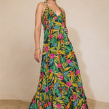 Bramble Smocked Halter Maxi Dress in Botanical Bloom, full length