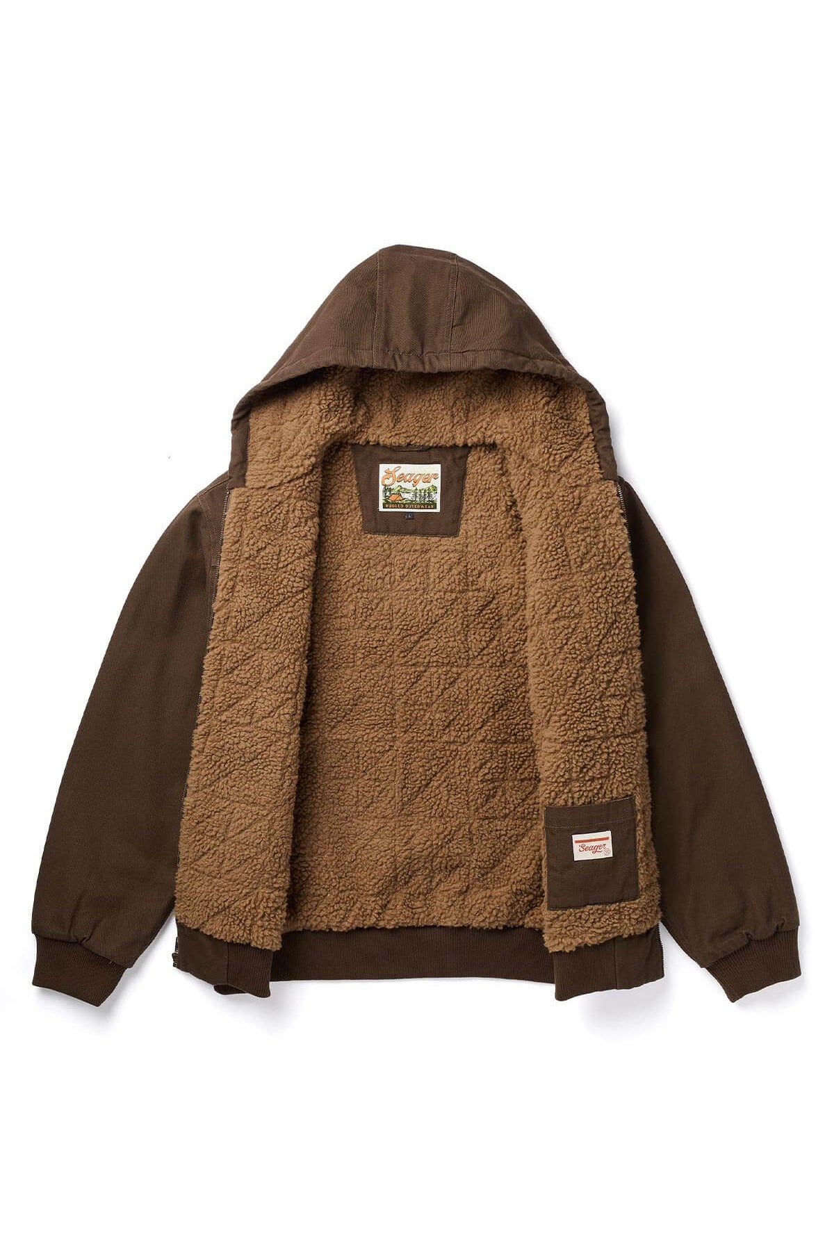 Seager Bison Insulated Jacket in Tobacco, open front
