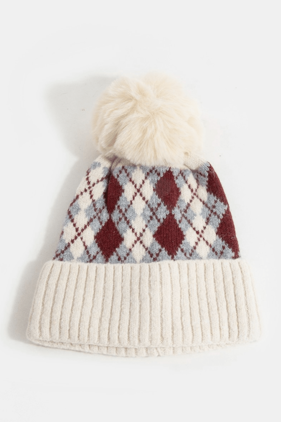 Blair Argyle Knit Pom Beanie - MTT Collective