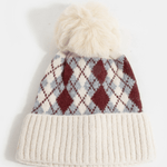 Blair Argyle Knit Pom Beanie - MTT Collective