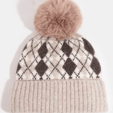 Blair Argyle Knit Pom Beanie - MTT Collective