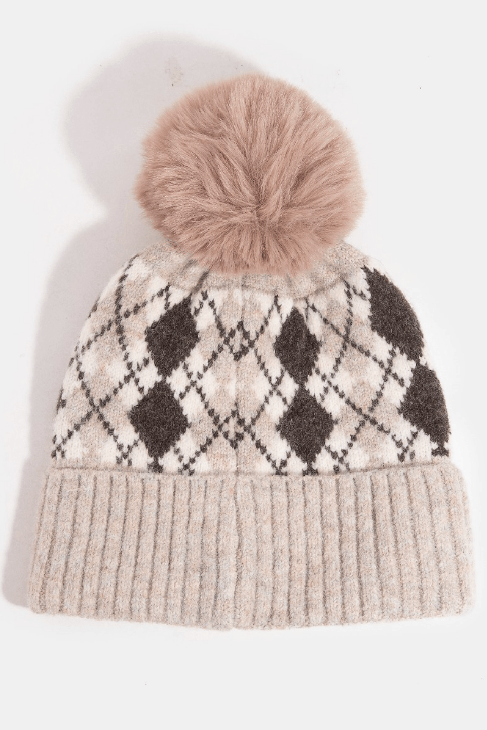 Blair Argyle Knit Pom Beanie - MTT Collective