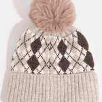 Blair Argyle Knit Pom Beanie - MTT Collective