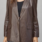 Bodie Crisscross Pattern Faux Leather Blazer - MTT Collective