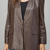 Bodie Crisscross Pattern Faux Leather Blazer - MTT Collective