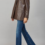 Bodie Crisscross Pattern Faux Leather Blazer - MTT Collective