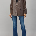 Bodie Crisscross Pattern Faux Leather Blazer - MTT Collective