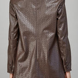 Bodie Crisscross Pattern Faux Leather Blazer - MTT Collective
