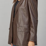 Bodie Crisscross Pattern Faux Leather Blazer - MTT Collective
