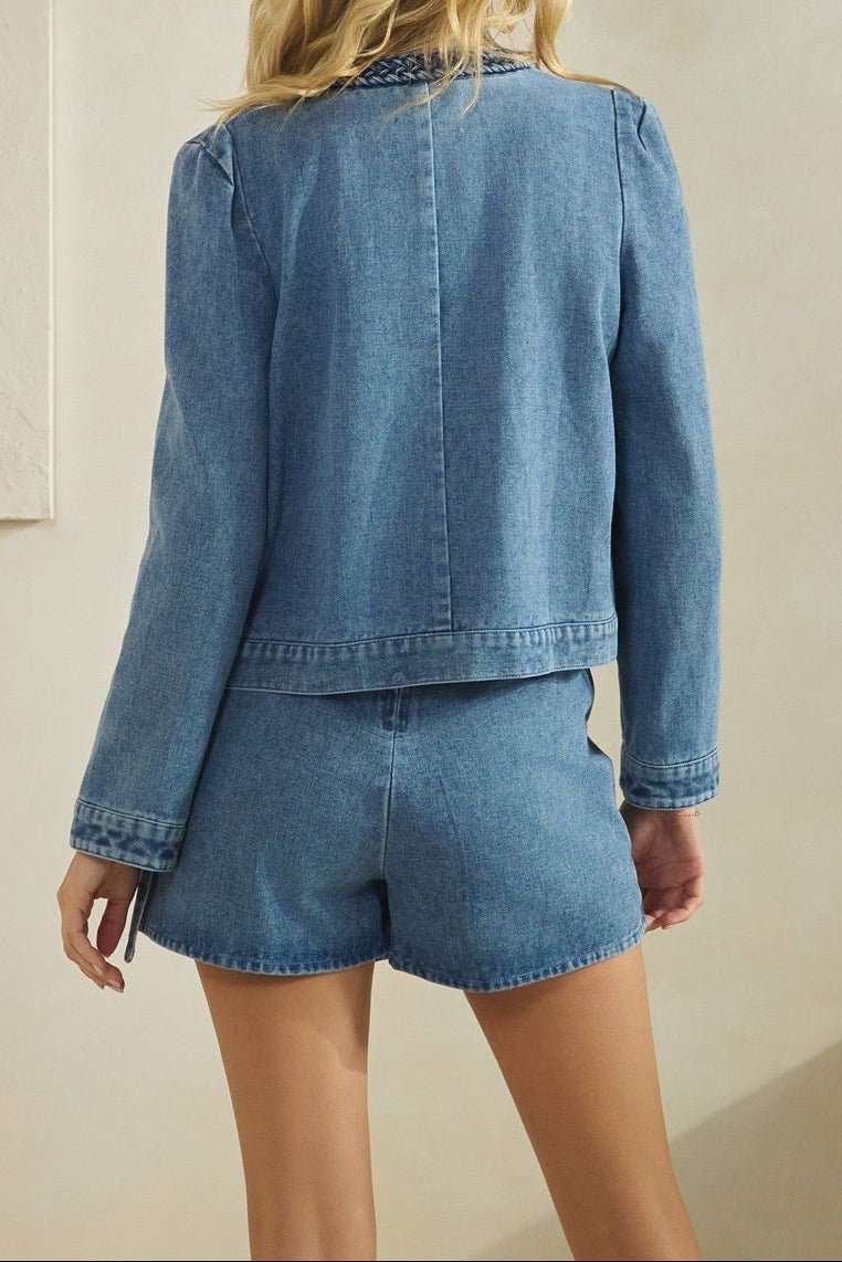 Braided Detail Denim Jacket - MTT Collective