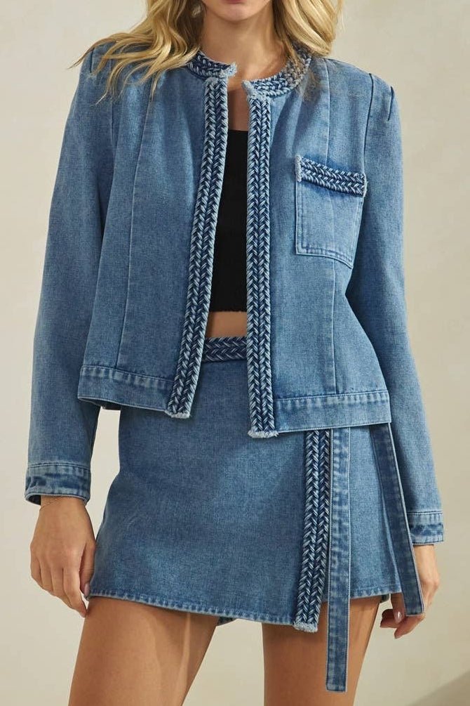 Braided Detail Denim Jacket - MTT Collective
