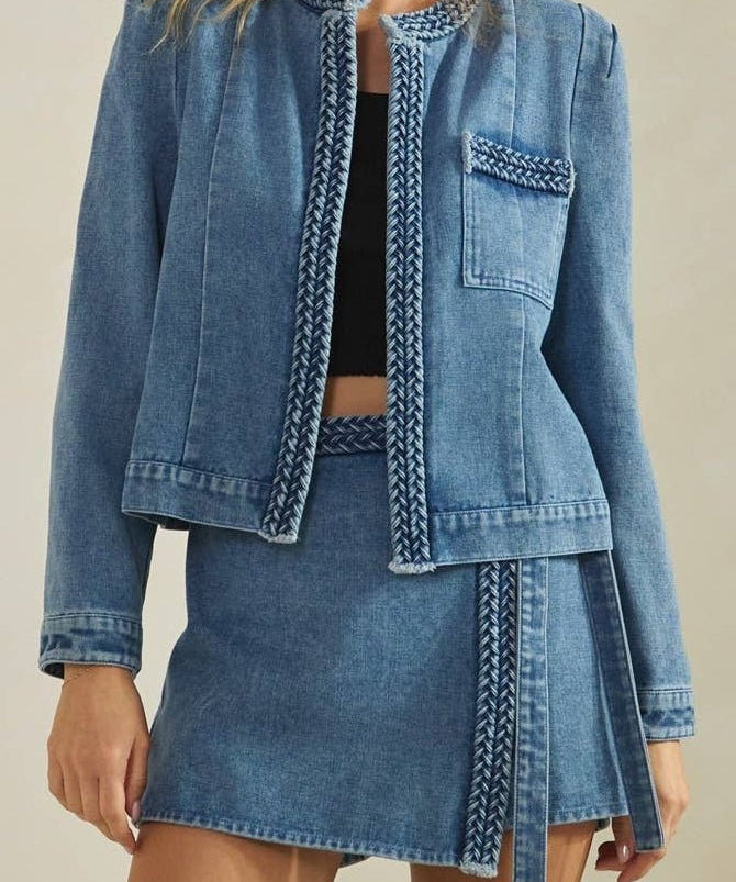 Braided Detail Denim Jacket - MTT Collective