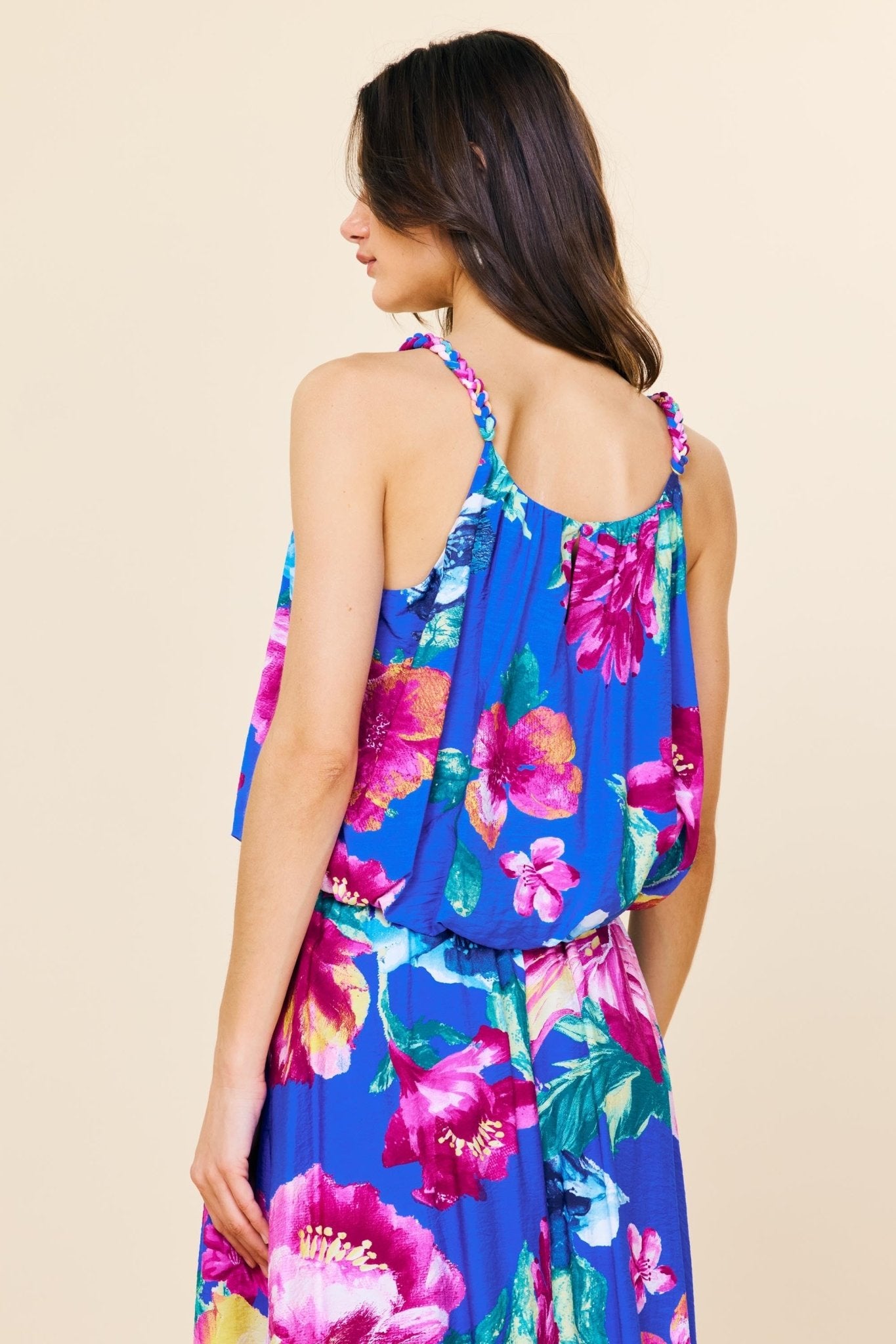 Braided Strap Floral Print Top - MTT Collective