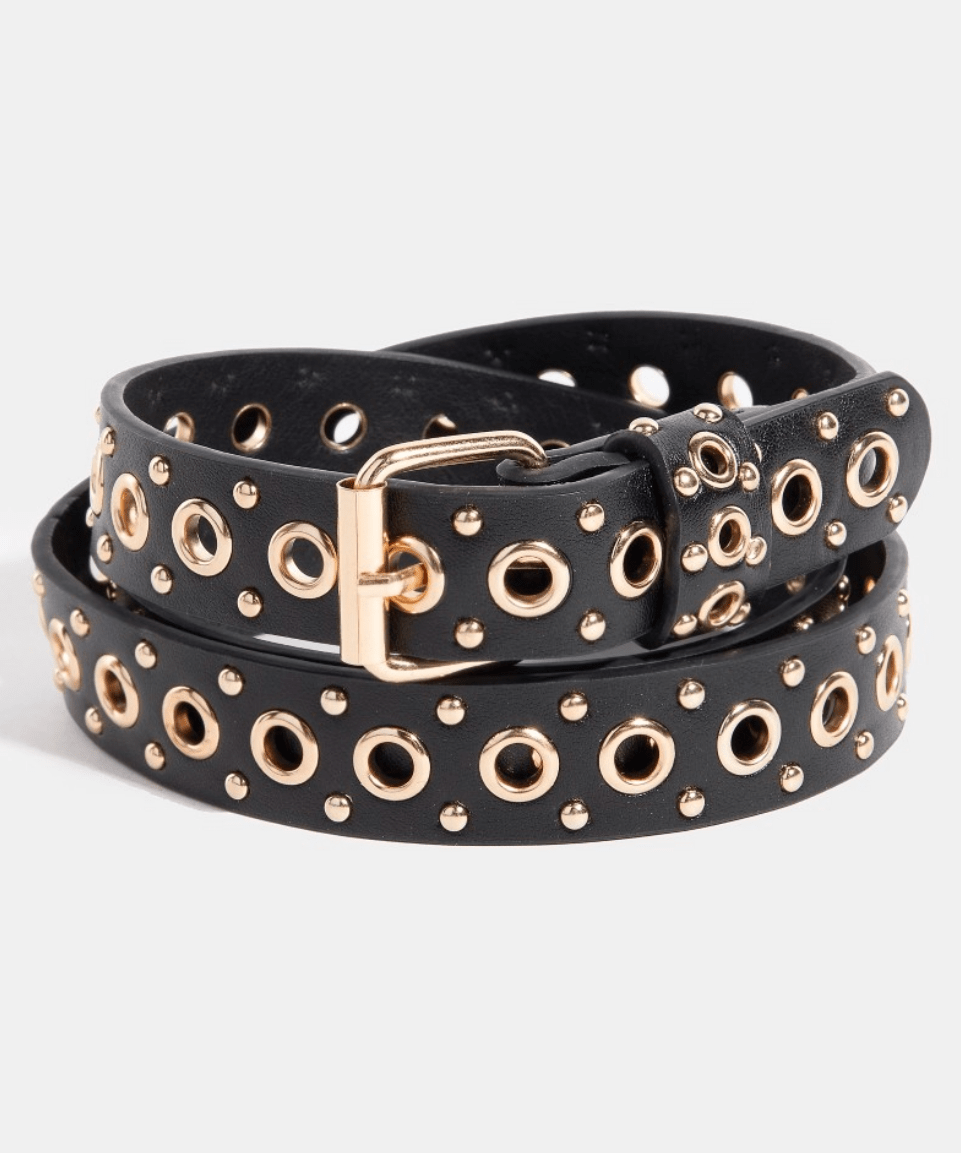 Briana Studs And Grommet Vegan Leather Belt - MTT Collective
