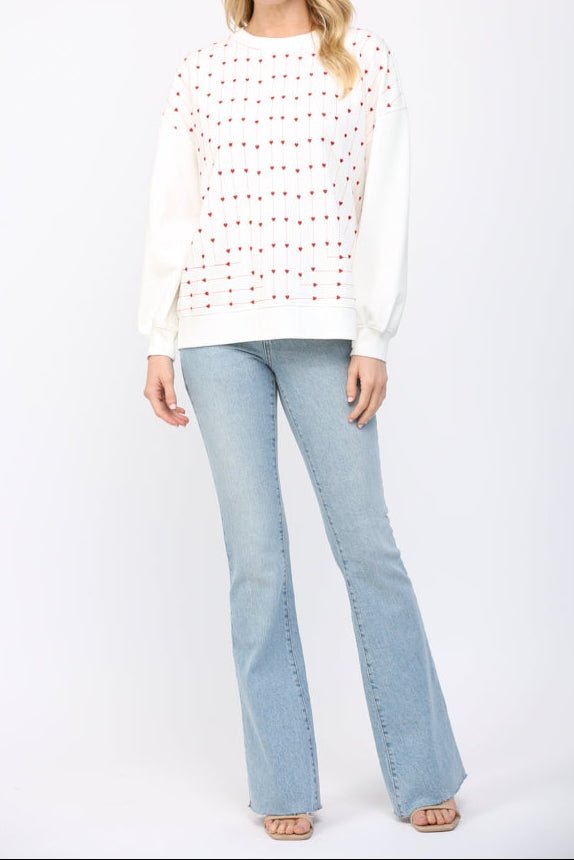 Bridget Heart Embroidered Crewneck - MTT Collective