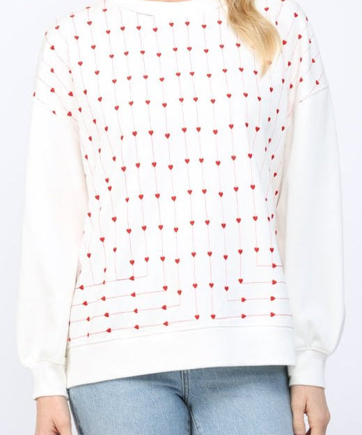 Bridget Heart Embroidered Crewneck - MTT Collective