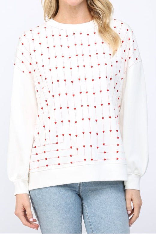 Bridget Heart Embroidered Crewneck - MTT Collective