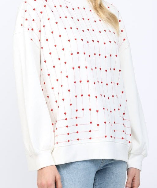 Bridget Heart Embroidered Crewneck - MTT Collective