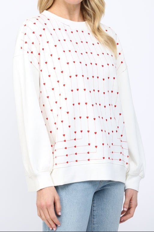 Bridget Heart Embroidered Crewneck - MTT Collective