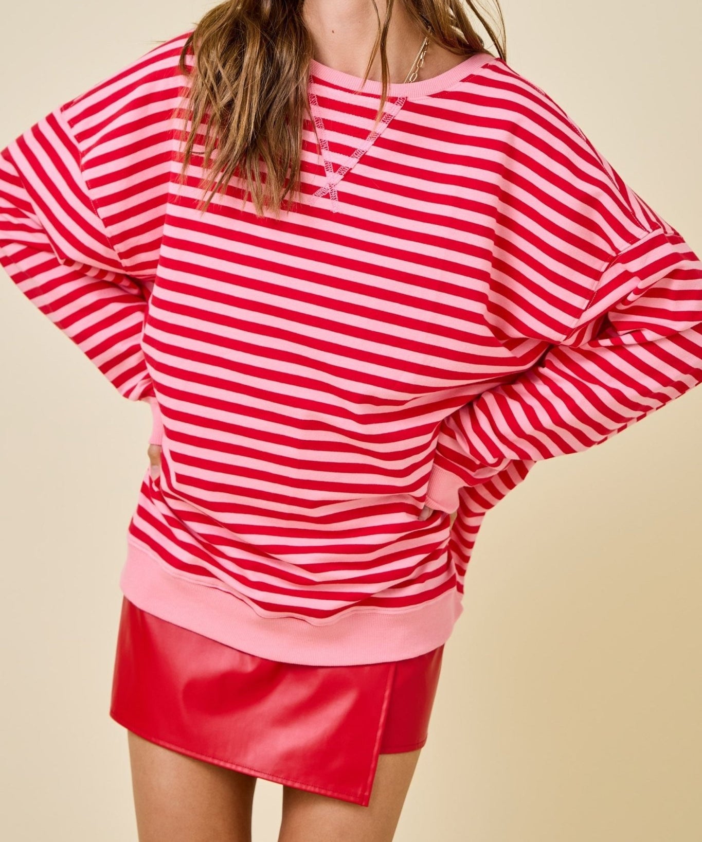 Brittney Oversized Striped Long Sleeve Top - MTT Collective