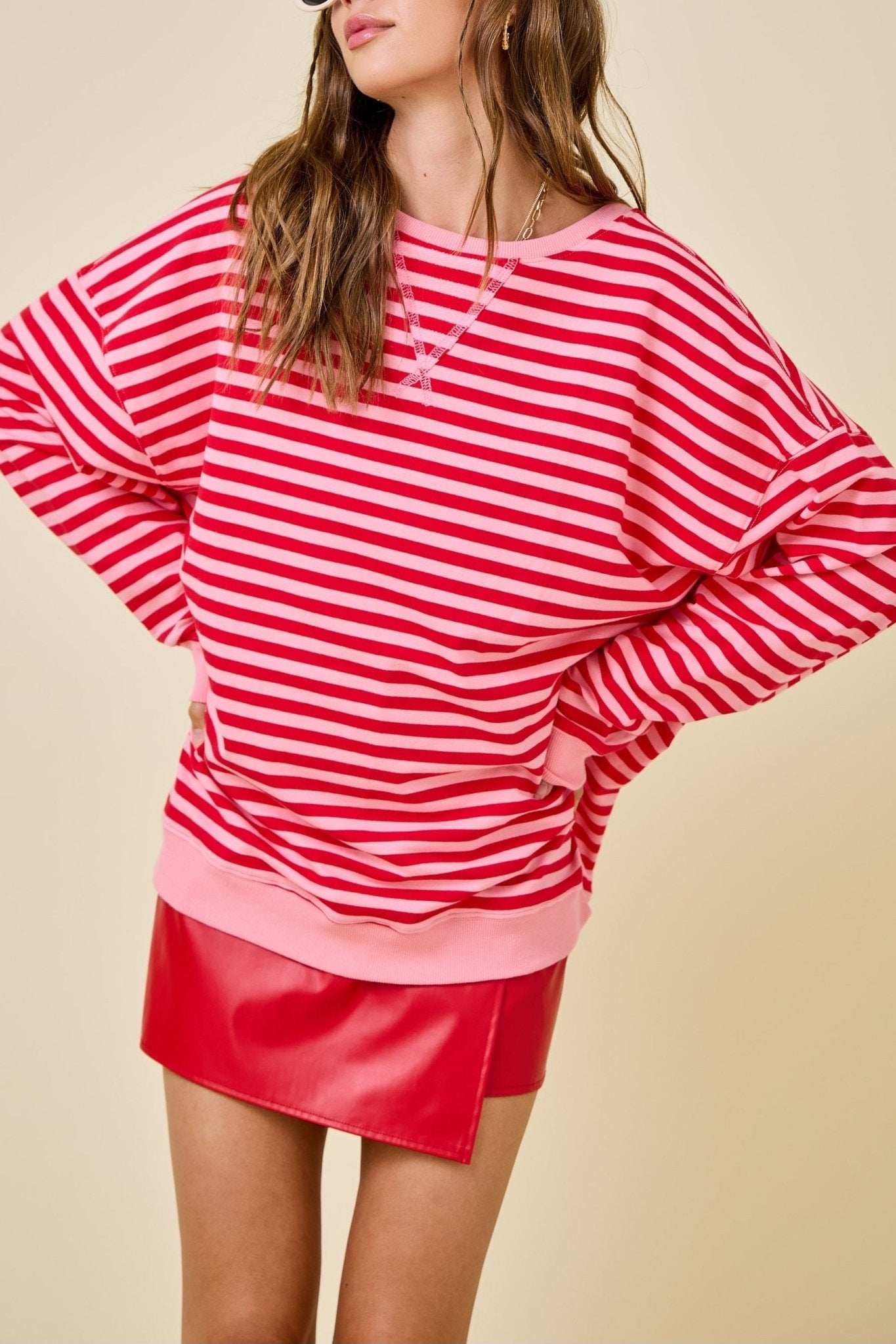 Brittney Oversized Striped Long Sleeve Top - MTT Collective