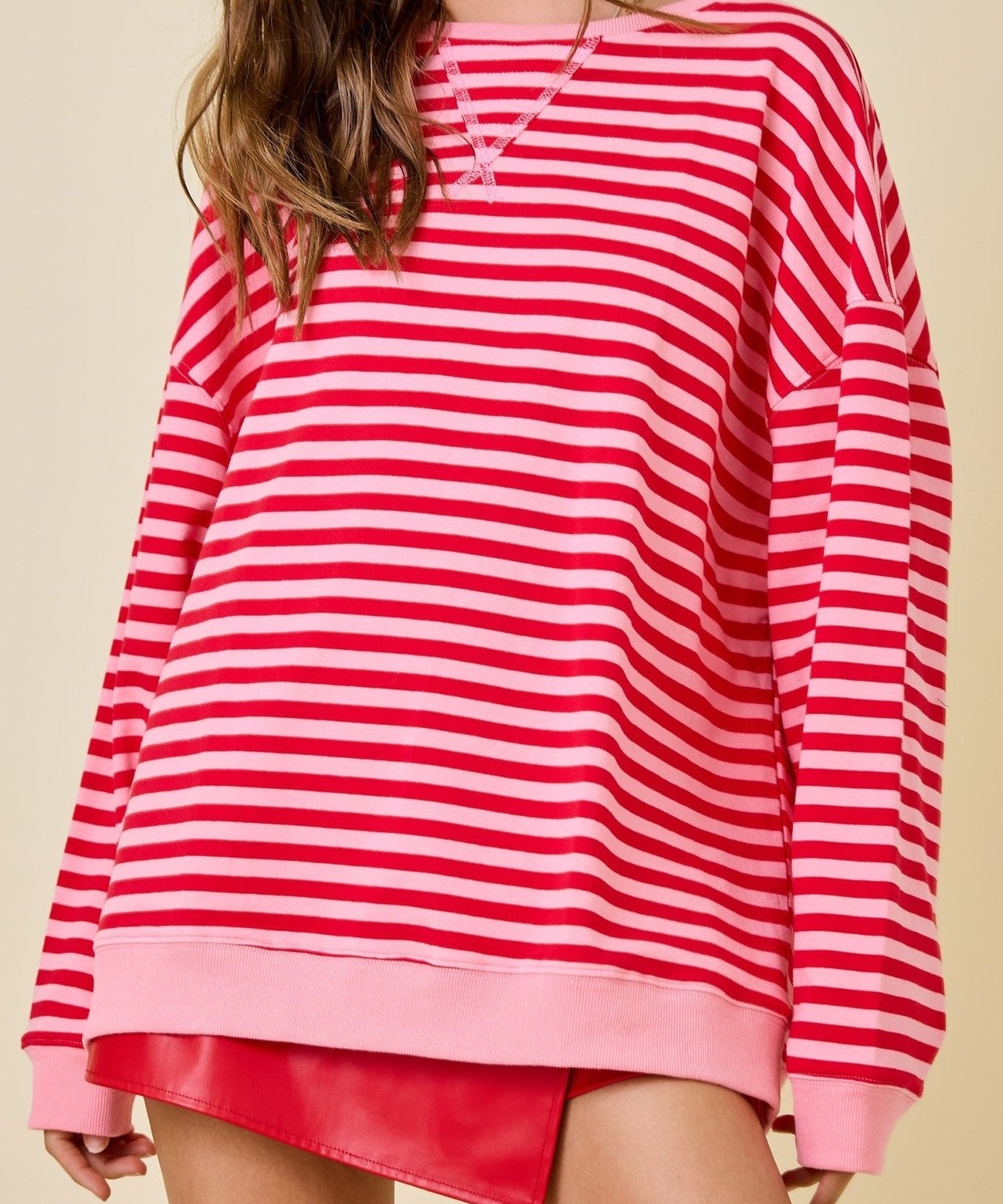 Brittney Oversized Striped Long Sleeve Top - MTT Collective