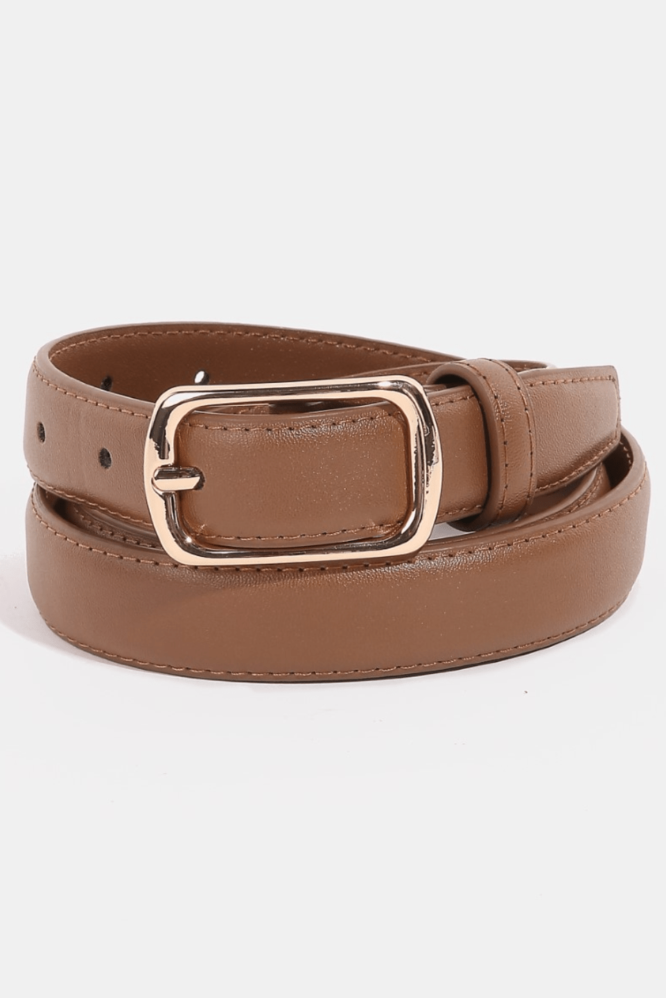 Brynn Metallic Rectangle Buckle Leather Belt - MTT Collective